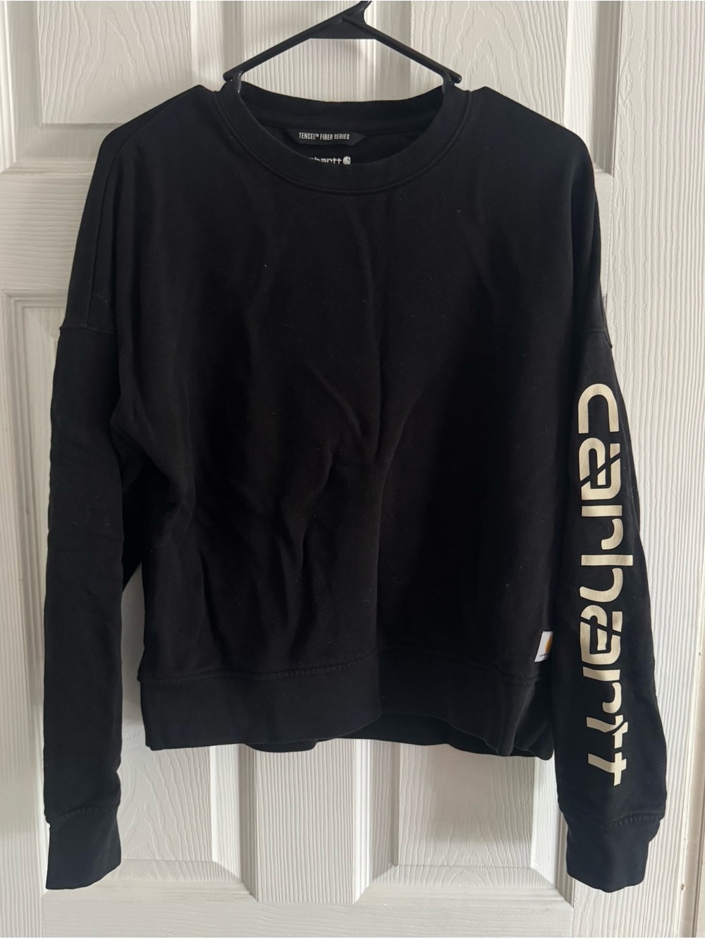 Carhartt Sweatshirt Tencel Fiber Series Logo Sleeve Womens Size Small Loose Fit